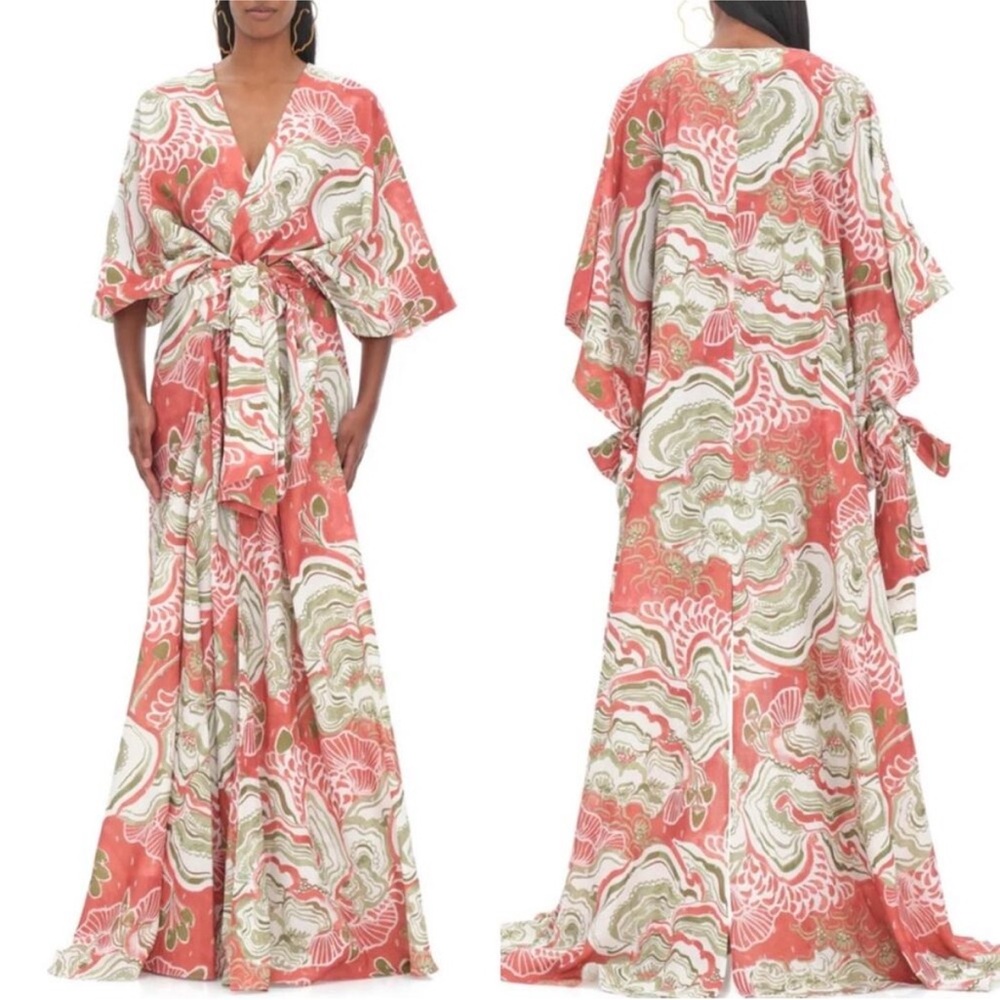 Andrea Iyamah Abstract mushrooms nature Patterned sundress summer wrap Dress O/S